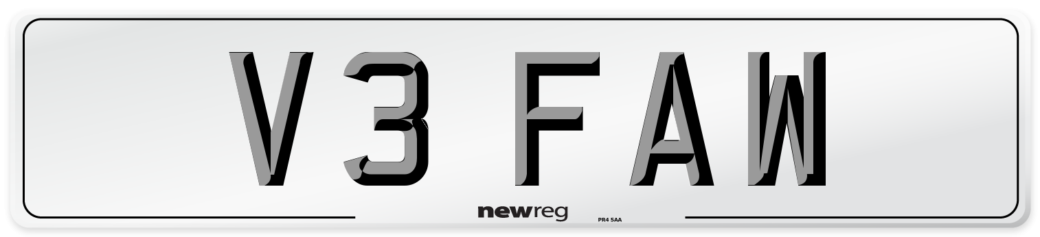 V3 FAW Number Plate from New Reg